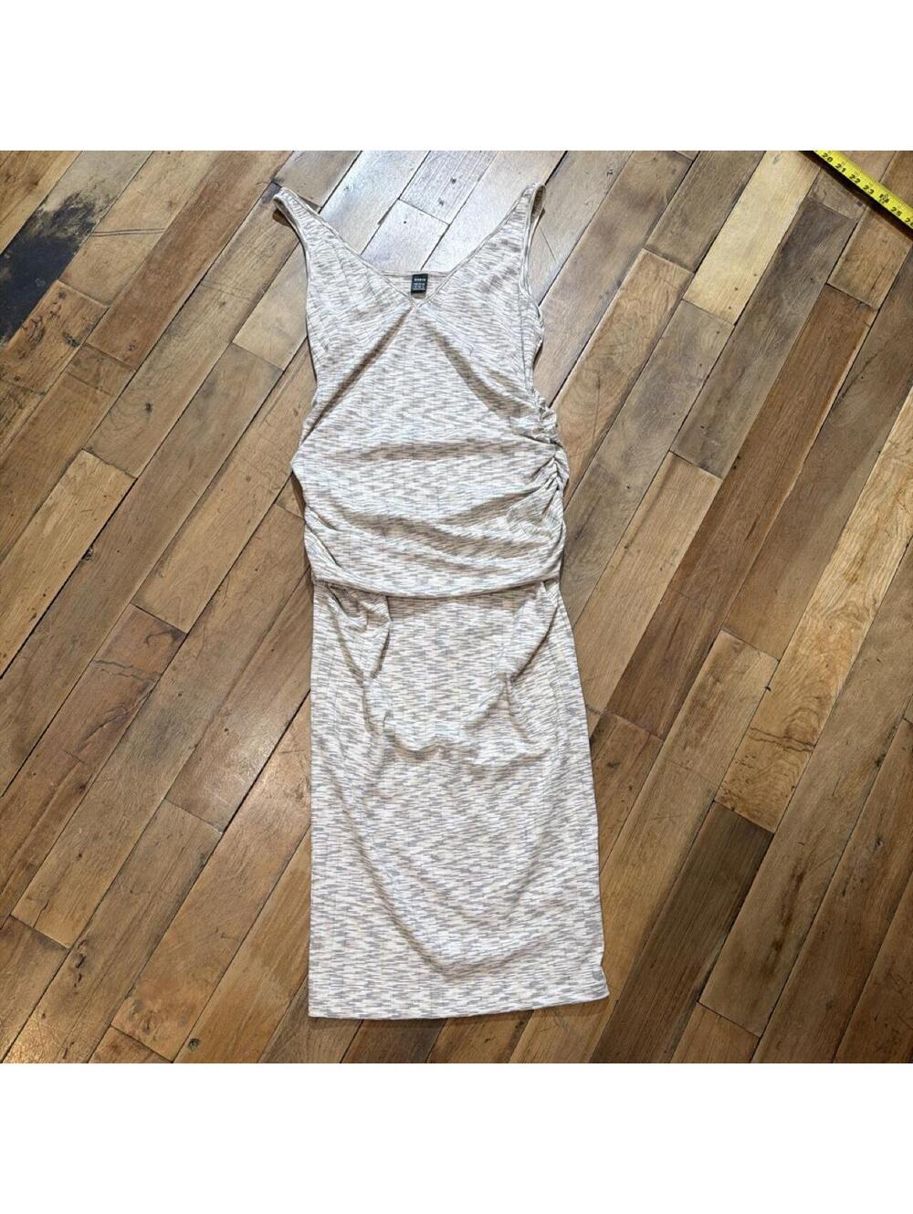 SHEIN Women's Tan and White Dress